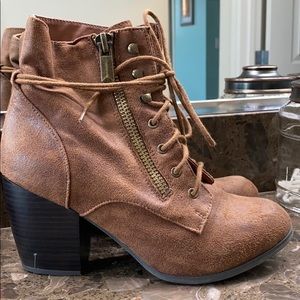 Brown suede booties